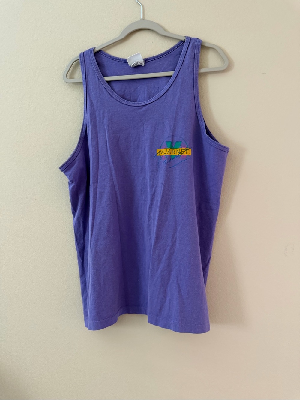 Vintage Vuarnet Lavender Tank with Blue and Red Logo Tag